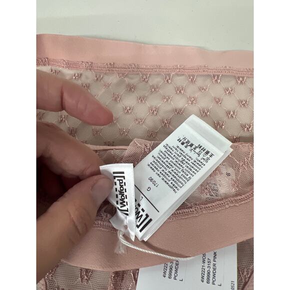 new nwt Wolford Sz L Large pink sheer logo string thong panty underwear light - Picture 4 of 4